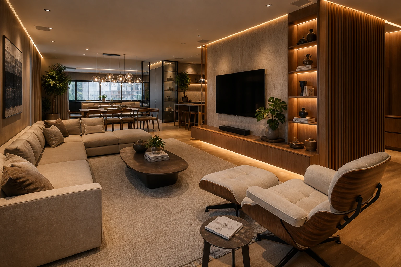Projeto de sala de estar elegante